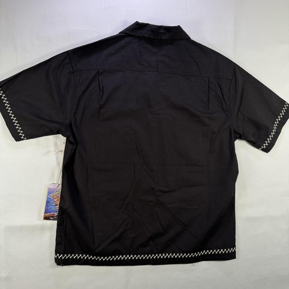 Massive Luxury Shirt Mens Medium Black Embroidered Margarita Camp Button Up - Picture 8 of 9